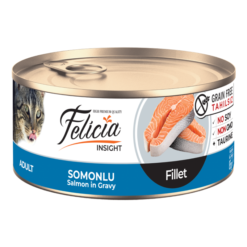 Felicia Conserve fără cereale cu file de somon pentru pisici adulte 85 g