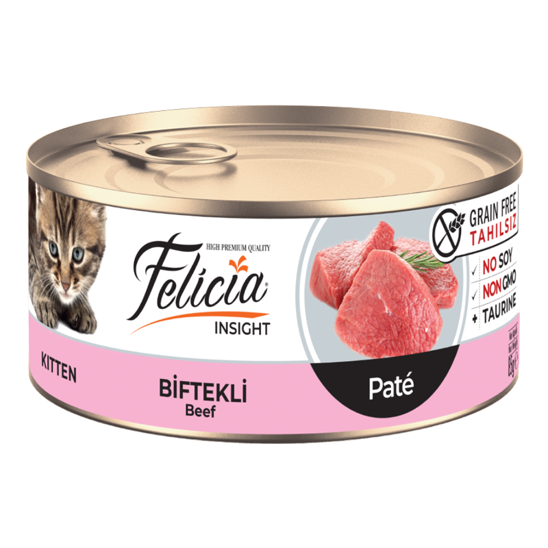 Felicia Hrană pentru pisoi fără cereale, cu carne de vită tocată, conservată, 85 g