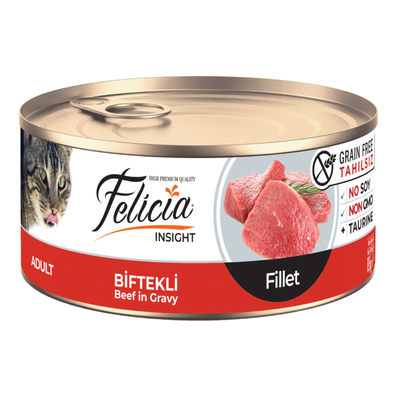 Felicia Conserve fără cereale cu file de vită pentru pisici adulte 85 g
